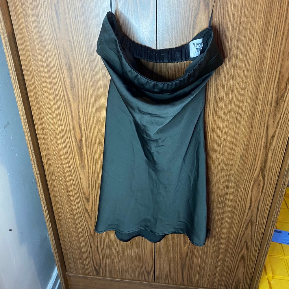 Princess Polly Mini Dress Women US‎ 2 Black Satin Draped Off Shoulder LBD